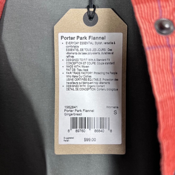 Prana‎ Porter Park Flannel shacket, Gingerbread, S, Organic Cotton NWT - Picture 13 of 16